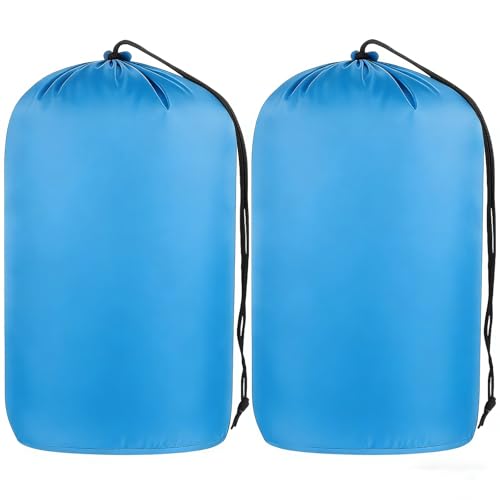 Quinnsus 2-Pack Stuff Sack, Waterproof Outdoor Storage Sack Drawstring Bag, Lightweight Ripstop Sleeping Bag Compression Sack for Camping Hiking Backpacking - color: Blue, size: 12x24inch