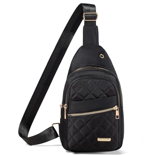 Banelu Small Sling Bag Crossbody Sling Backpack for Women Trendy, Small Crossbody Purse Cross Body Bag for Hiking Traveling - color: O Black