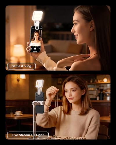 Portable Selfie Light for iPhone: Rechargeable Phone Fill Lights, Ring Light for Camera Picture, Makeup Photo, Video Conferences, Laptop Use, Zoom Meetings, TikTok, Vlog Photography