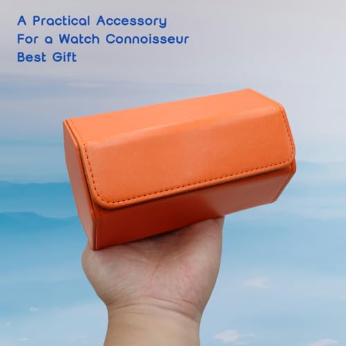 Watch Travel Hexagon Case Portable Organizer - Luxury Watch Hexagon Travel Box Recycled Leather Storage and Display for Men and Women(2Slot-Orange) - color: Hexagon-Orange, size: Double slots