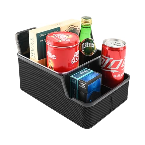 Car Front Seat Organizer with Compartment,Center Console Organizer,Car Armrest Storage Box,Back Seat Cup Holder Tray,Between Seat Small Caddy with Phone Holder for Truck,SUV,Van (Black) - color: black