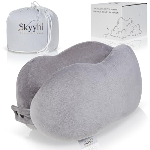Women's Small Fitted Neck Pillow for Traveling, Memory Foam Travel Pillow, Travel Neck Pillows for Airplanes, Travel Essentials for Flying, Car Essentials for Women, Plane Pillow in Ash - color: Ash
