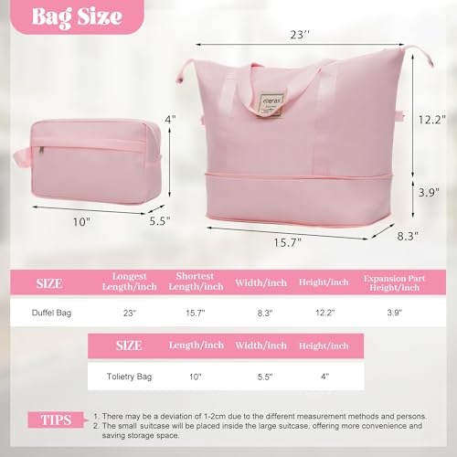 Merax Luggage Set 6 Piece,Lightweight Hardshell Suitcase with Double Spinner Wheels Handle Password Lock,14 IN Cosmetic Case 20/24/28 IN Luggages with Duffel Bag and Toiletry Bag,Pink - color: Pink, style: 14+20+24+28+bags