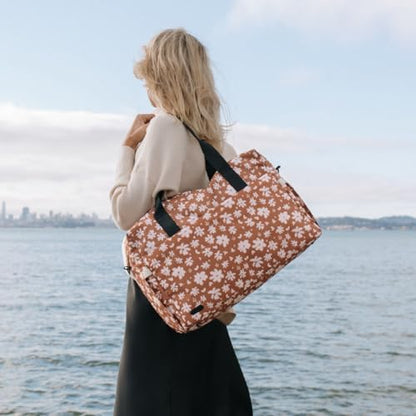 Jadyn Austin Carry-On Travel Duffel Bag for Women, 18” Weekender Bag with Laptop Sleeve, Durable Material, and Trolley Sleeve, Ideal for Work, Gym, and Overnight Trips (Terracotta Blossom) - color: Terracotta Blossom