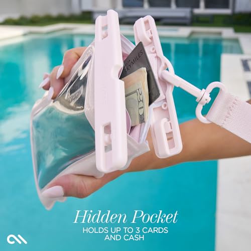 Case-Mate Wavy IP68 Waterproof Phone Pouch - Large Floating Phone Case w/Crossbody Lanyard - Cruise Ship Travel Essentials Compatible w/All Devices - Hidden Pocket for Card/Cash- Ballet Pink Twinkle - color: Wavy Ballet Pink Twinkle