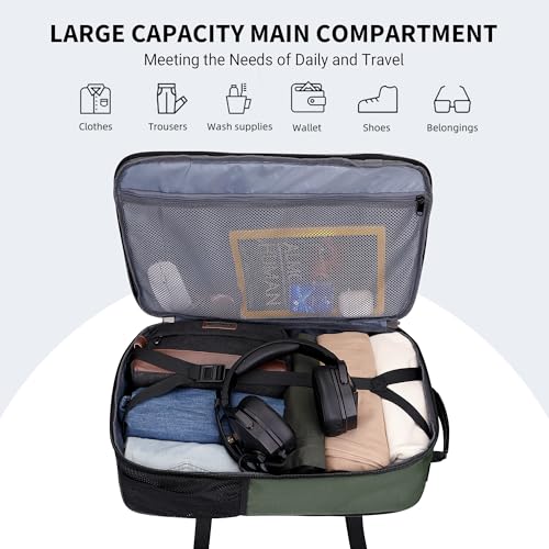 WITZMAN Carry On Travel Backpack for Men Large Convertible 45L Fit 17 Inch Laptop Backpack 3 in 1 Bag for Airline Approved(B688 Light Green) - color: Light Green