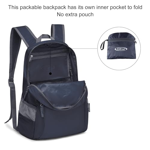G4Free 20L Lightweight Packable Backpack Travel Hiking Daypack Foldable Backpack for Men Women - color: A-dark Grey