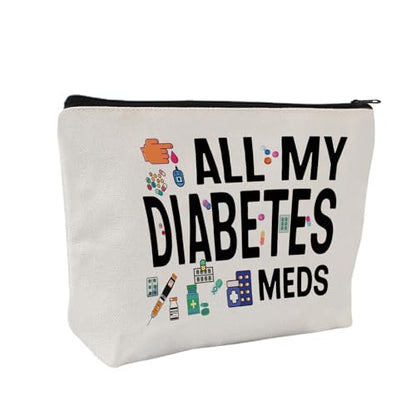 Medicine Storage Pouch with Diabetes, Medicines Bag, and Medical Supply Designs, White Canvas Zipper Cases, Multi-Use Functionality (Gift for Birthdays, Graduation, Christmas) (Style K) - style: Style K