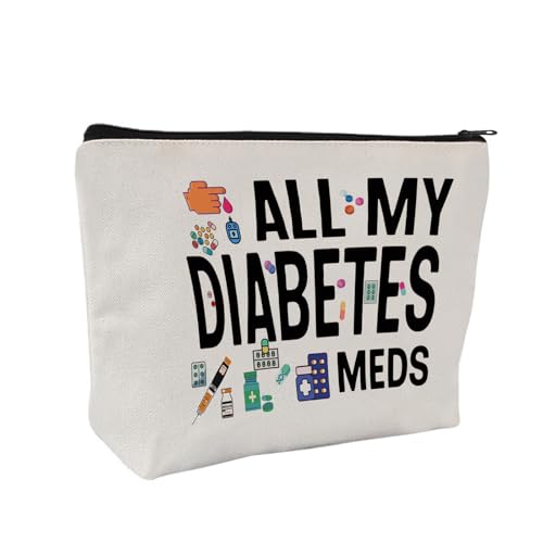 Medicine Storage Pouch with Diabetes, Medicines Bag, and Medical Supply Designs, White Canvas Zipper Cases, Multi-Use Functionality (Gift for Birthdays, Graduation, Christmas) (Style K) - style: Style K
