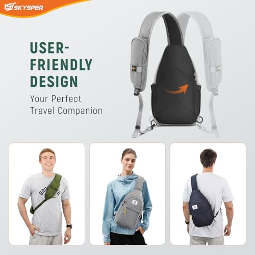 SKYSPER Sling Bag RFID Anti-Theft Crossbody Bag Recycled Travel Cross Body Bag Shoulder Sling Daypack - color: Gray