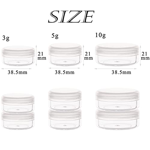 5 Gram Sample Containers with Lids, Mini Makeup Containers, Empty Plastic Travel Cosmetic Containers with Labels(25 Count, Clear Lid) - color: Clear
