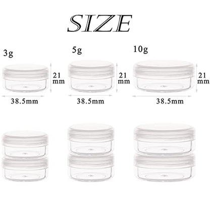 5 Gram Sample Containers with Lids, Mini Makeup Containers, Empty Plastic Travel Cosmetic Containers with Labels(25 Count, Clear Lid) - color: Clear