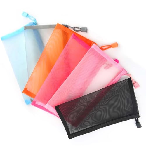 EASYFUN 6 Pieces Multipurpose Mesh Cosmetic Bag With Zipper Portable Travel Organizing Zipper Pouch Toiletries Makeup Pouches For Home Travel Accessories Pencil Case - color: muiltcolor