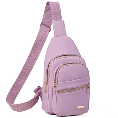 Banelu Crossbody Sling Backpack Sling Bag for Women, Small Cross Body Bag Crossbody Purse for Hiking Traveling Outdoors - color: I Lilac