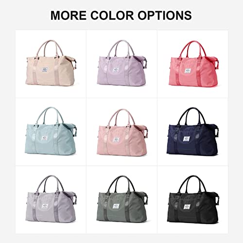 Dark Blue Sport Travel Duffle Bag Large Gym Tote Bags for Women, Weekender Carry on Bags for Airplane, Ladies Beach Overnight Waterproof Luggage Bags with Wet Pocket - color: Dark Blue