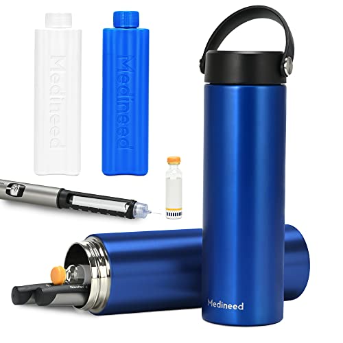 Medineed Insulin Cooler Travel Case TSA Approved, Portable Medication Cooler with Ice Packs, Refrigerated Diabetes Travel Organizer for 1-4 Pens and Diabetic Supplies (Blue) - color: Blue