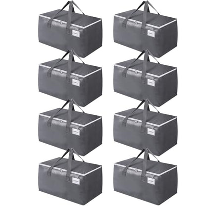BlissTotes Large Moving Boxes and with Zippers & Handles Moving Supplies with lids, Heavy Duty Totes for Storage Bags for Space Saving, Fold Flat, Moving and Storing 125L, 8 Pack - size: 125L-8 Packs