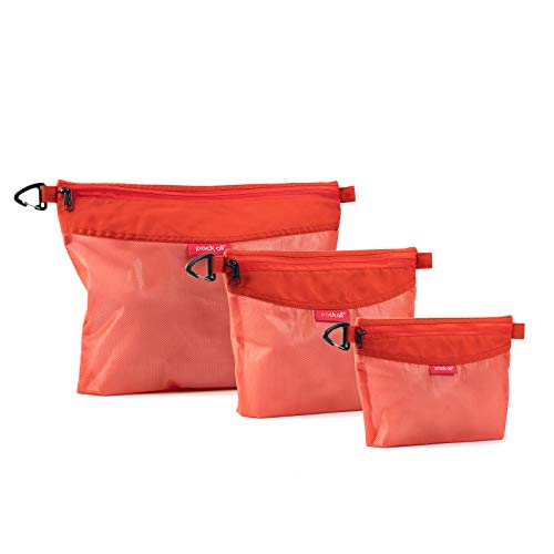 pack all 3 Pcs Water-resistant Material Zipper Pouch Set, Mesh Zipper Bags for Storage, Travel, Office (Orange) - color: Orange, size: Set