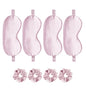 Satin Eye Mask 8Pcs Silk Sleep Masks Silky Blindfold Eyeshade Blackout Eyes Cover Scrunchies Hair Ties Travel Wedding Gifts - color: Nude Pink