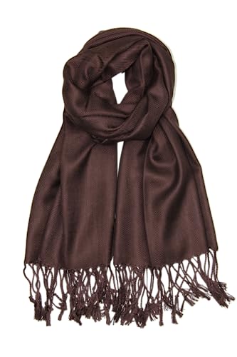 Achillea Lightweight Pashmina Scarf for Women – Soft Silky Shawl Wrap for Evening Dresses, Bridesmaids & Everyday Wear - color: Chocolate Brown