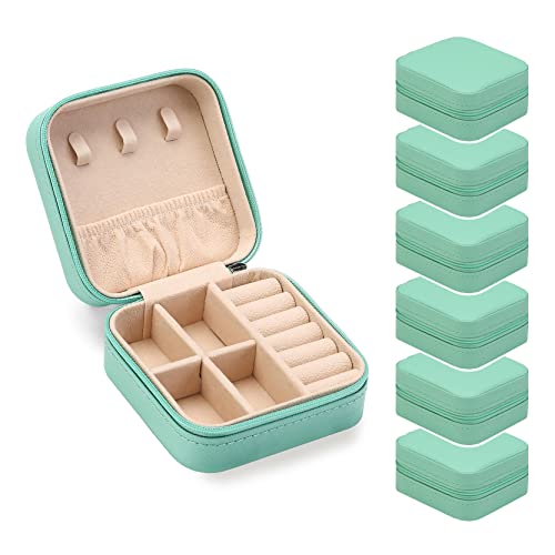 ZPROW Travel Jewelry Case, Mini Portable Jewelry Travel Boxes, Small Jewelry Organizer for Rings, Earrings, Pendants, Watches, Necklaces, Lipsticks Organizer Storage Holder(Cyan Blue-6packs) - color: A6 - Cyan Blue 6 Packs