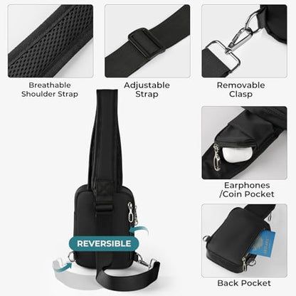 BROADREAM Sling Bag, Crossbody Bag with Anti-Theft Lock Zipper, RFID Blocking & Water Resistant for Travel Work Sport - color: Black
