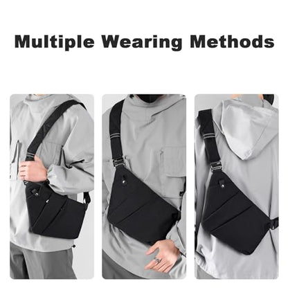 Anti Theft Travel Bag, One Shoulder Large Capacity Cross-body Bag Chest Fashion Lightweight Sling Bags for Travel Sports - color: Black, style: Right Shoulder