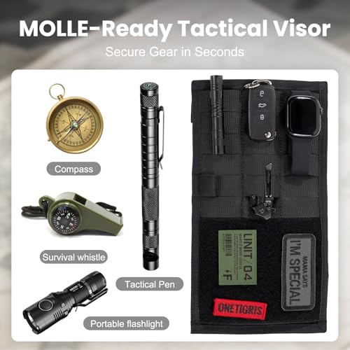 ONETIGRIS Molle Visor Panel Organizer, Molle Panel Tactical Car Sun Visor Cover Vehicle Visor Storage Holder Pouch Molle Webbing with Hook-and-Loop Straps for Cars, Trucks, Suvs (B) - style: B