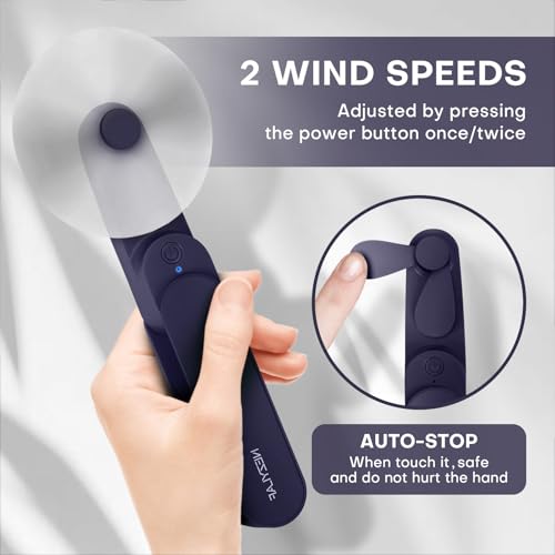 Portable mini handheld Fan, small Rechargeable Personal Fan for 9-15 Hours Runtime, Pocket Design for Travel/Women Essentials/vacation/beach/vacation/airplane/disney - color: BLue
