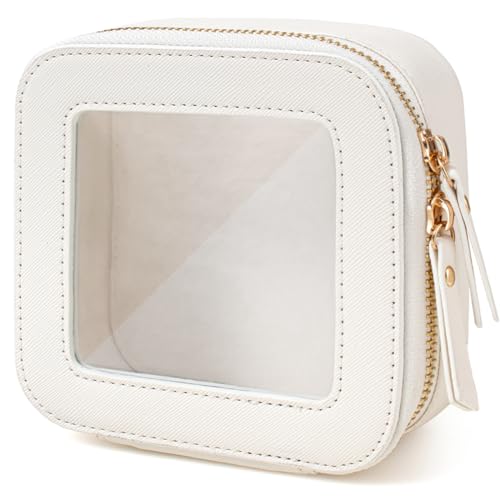 Travel Clear Makeup Bag Set, TSA Approved Cosmetic Bag Case with Zipper Portable Makeup Pouch Toiletry Bag Traveling Cosmetic Organizer Storage Bag Car Organizer Car Essentials - color: Mini White