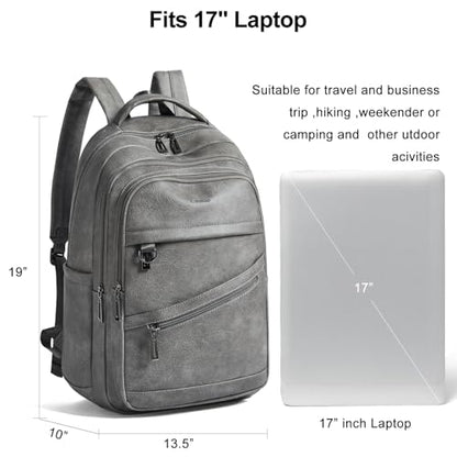 LATMAP Backpack for Women Men - Vegan Leather Backpack Purse Travel Carry-on Bag College Bookbag Work fits 16.5" Laptop,DimGray - color: Dimgray