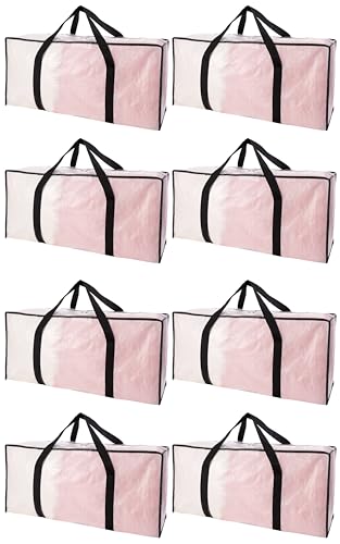 PANDA JOYS Extra Large Moving Bags with Zippers & Carrying Handles, Heavy-Duty Storage Tote for Space Saving Moving Storage, Fold Flat, Alternative to Box and Bin - 8 Pack, Semi-Transparent - color: Clear, size: 8 Pack-24 Gal