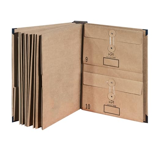 Expandable Important Document Organizer for Family Records, Large Capacity Accordion File Folder with Tabs and Pockets for Passport, Birth Certificate and Legal Documents - color: Brown