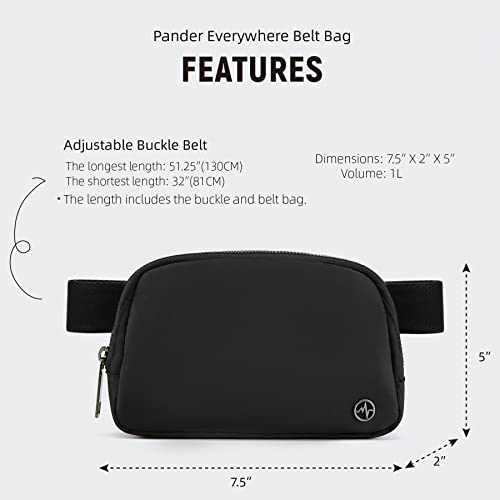 Pander Cross Body Fanny Pack for Women, Fashion Waist Packs, Crossbody Bags, Belt Bag with Adjustable Strap (Black) - color: Black