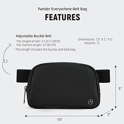 Pander Cross Body Fanny Pack for Women, Fashion Waist Packs, Crossbody Bags, Belt Bag with Adjustable Strap (Black) - color: Black