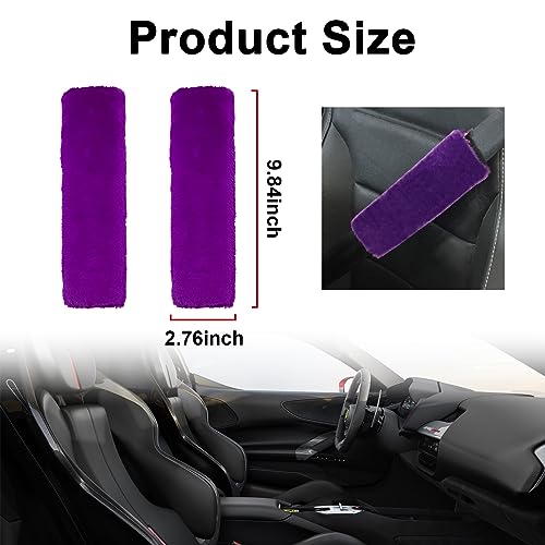 Ziciner 2 Packs Car Seatbelt Covers Shoulder Pad, Universal Soft Faux Sheepskin Shoulder Cover for Comfortable Driving, Fluffy Seat Belt Protector Help to Protect Your Neck and Shoulder (Purple) - color: Purple