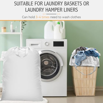 Isink Extra Large Heavy Duty Laundry Bag - 28" x 40", Travel Laundry Bag for Dirty Clothes, Camping (White) - color: Extra Large Laundry Bag With Handles (White)