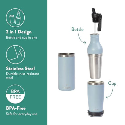 Tumbler, Stainless Steel 2-in-1 Travel Coffee Mug & Water Bottle, Leak Proof Insulated Cup for Hot & Cold Drinks, BPA Free, Fits Most Cup Holders (Arctic Blue) - color: Arctic Blue