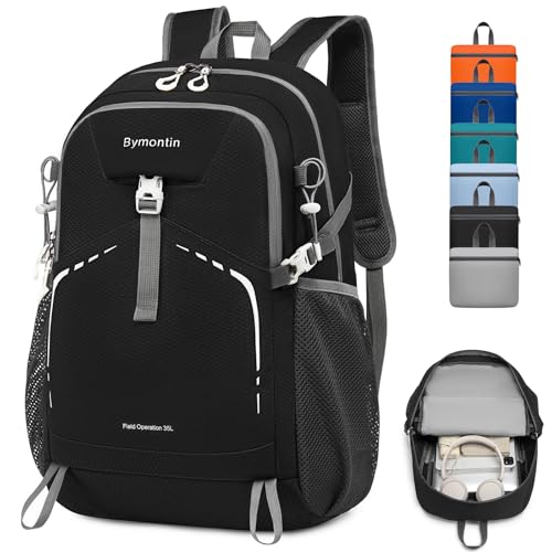 35L Lightweight Packable Backpack – Durable Foldable Daypack for Travel, Hiking, and Gym (Black) - color: 35l-black