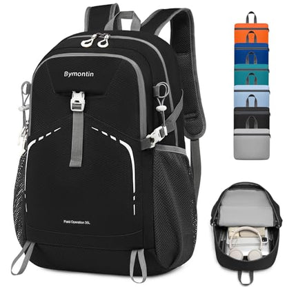 45L Lightweight Packable Backpack – Durable Foldable Daypack for Travel, Hiking, and Gym (Black) - color: 45l-black