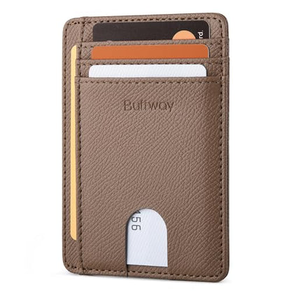 Buffway Slim Minimalist Front Pocket RFID Blocking Leather Wallets for Men and Women - Galaxy Maroon - color: Galaxy Maroon