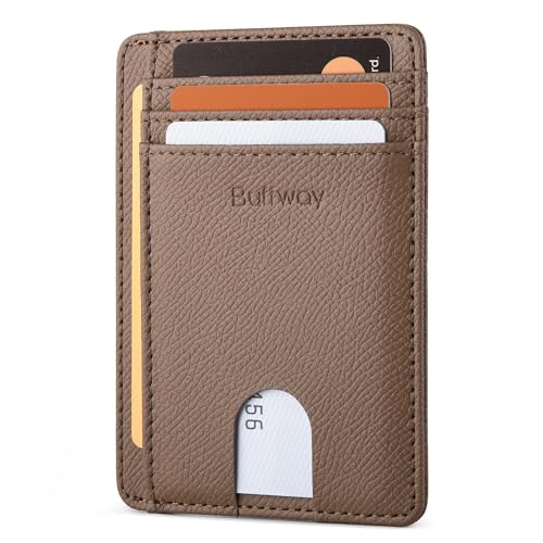 Buffway Slim Minimalist Front Pocket RFID Blocking Leather Wallets for Men and Women - Galaxy Maroon - color: Galaxy Maroon