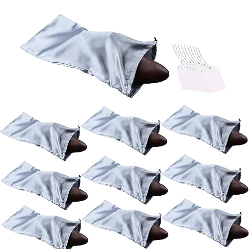 GONGKANGYUAN 10 Pack Shoe Bags for Travel Satin Fabric Shoe Bag with Drawstring for Men Women Travel Protecting Storing Shoes (Grey) - color: Grey