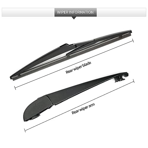 Rear Wiper Blade Assembly, Back Windshield Wiper Blades Arm Accessories Replacement for Toyota RAV4 2019-2025, Rear Wiper Blade and Arm Set for 2019 2020 2021 2022 2023 2024 2025 - size: For Toyota RAV4 2019-2023
