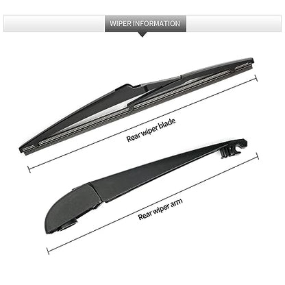 Rear Wiper Blade Assembly, Back Windshield Wiper Blades Arm Accessories Replacement for Toyota RAV4 2019-2025, Rear Wiper Blade and Arm Set for 2019 2020 2021 2022 2023 2024 2025 - size: For Toyota RAV4 2019-2023