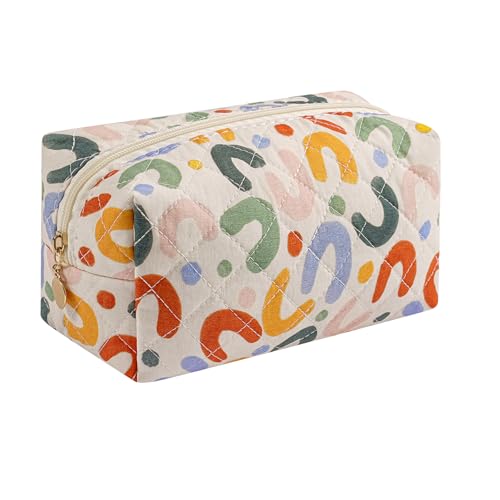 Makeup Bag Travel Cosmetic Bag for Women Girls, Zipper Make Up Pouch, Floral Flowers Toiletry Organizer Makeup, Portable Storage Bag, Cosmetic Travel Cloth Bag (UU Colourful) - color: A7 UU Colourful