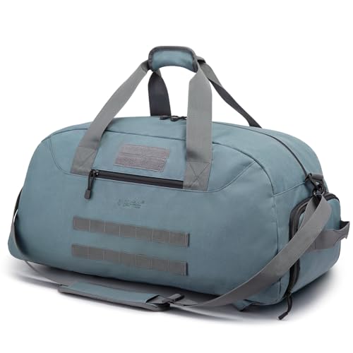 G4Free 70L Large Tactical Duffle Bag Men Sports Gym Backpack with Shoes Compartment Military MOLLE Duffel Backpack (Grey) - color: Grey