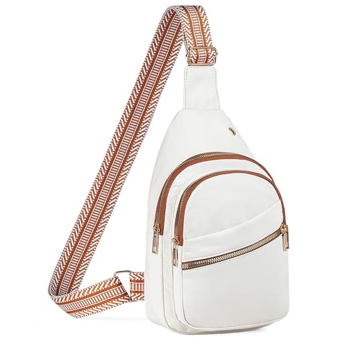 AOSTIHOT Crossbody Small Sling Backpack Sling Bag for Women, Chest Bag Daypack Crossbody for Travel Sport Running Hiking White Brown - color: Z-white Brown