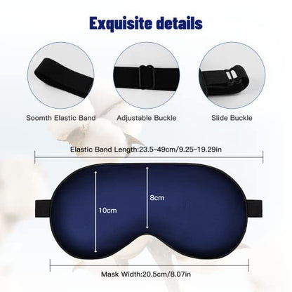 Silk Eye Mask with Adjustable Strap, Satin Blackout Sleeping Mask for Men&Women, Comfortable Blindfold Eyeshade for Night Sleep(Blue) - color: Blue