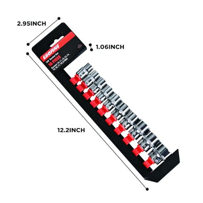 Egofine 10PCS 3/8” Drive Standard Socket Set,Shallow,Metric（10-21mm,6 Point Socket Set With Hanging Bracket,Cr-V Steel - size: 3/8, style: 10PC Standard Socket Set
